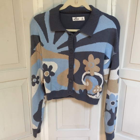 Hollister Blue and Tan Patterned Cardigan - Picture 2 of 15